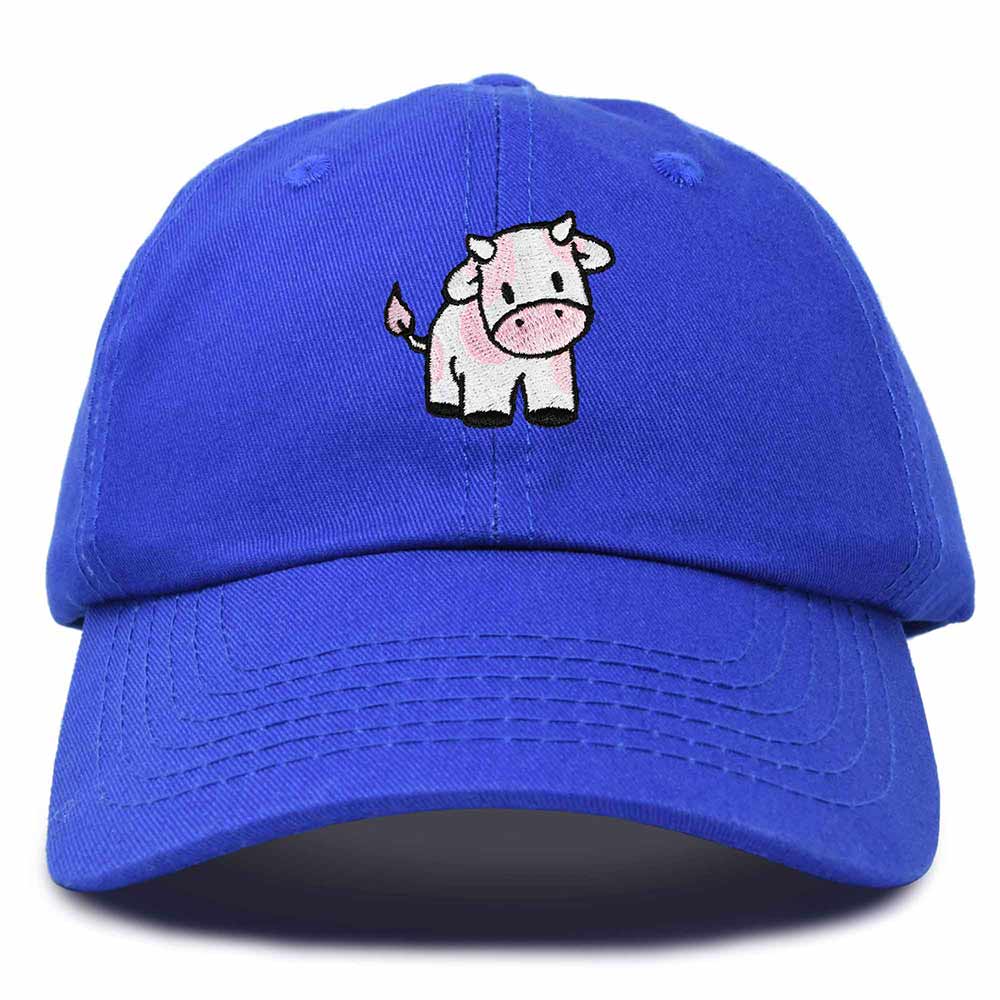 Dalix Strawberry Cow Embroidered Womens Cotton Dad Hat Baseball Cap in Royal Blue