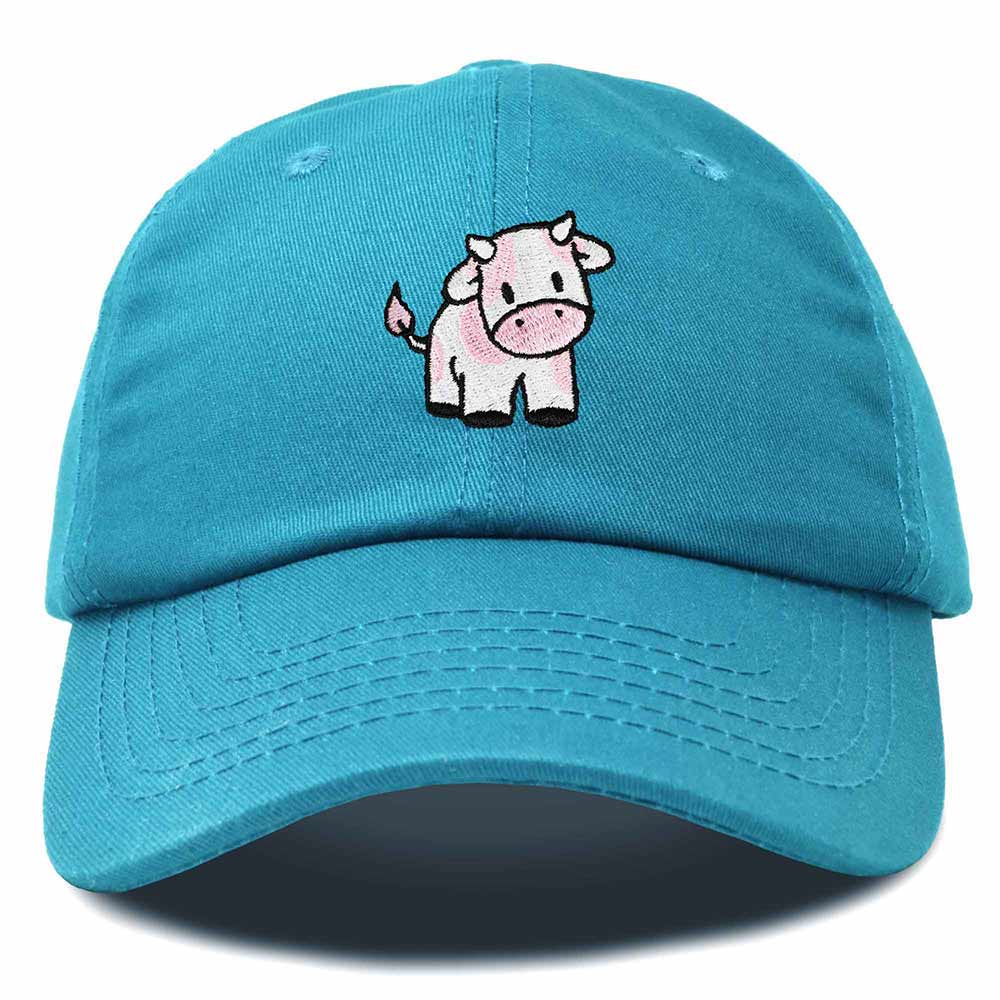 Dalix Strawberry Cow Embroidered Womens Cotton Dad Hat Baseball Cap in Teal