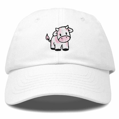 Dalix Strawberry Cow Embroidered Womens Cotton Dad Hat Baseball Cap in White