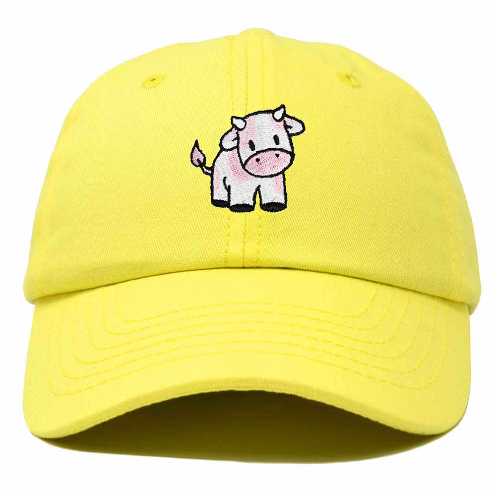 Dalix Strawberry Cow Embroidered Womens Cotton Dad Hat Baseball Cap in Yellow