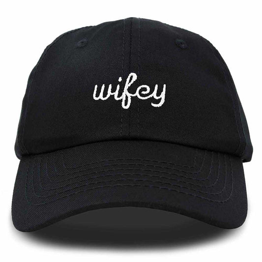 Dalix Wifey Embroidered Cotton Husband Baseball Cap Adjustable Dad Hat Womens in Black