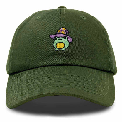 Dalix Sorcerer Frog Embroidered Cap Cotton Baseball Cute Cool Dad Hat Womens in Olive