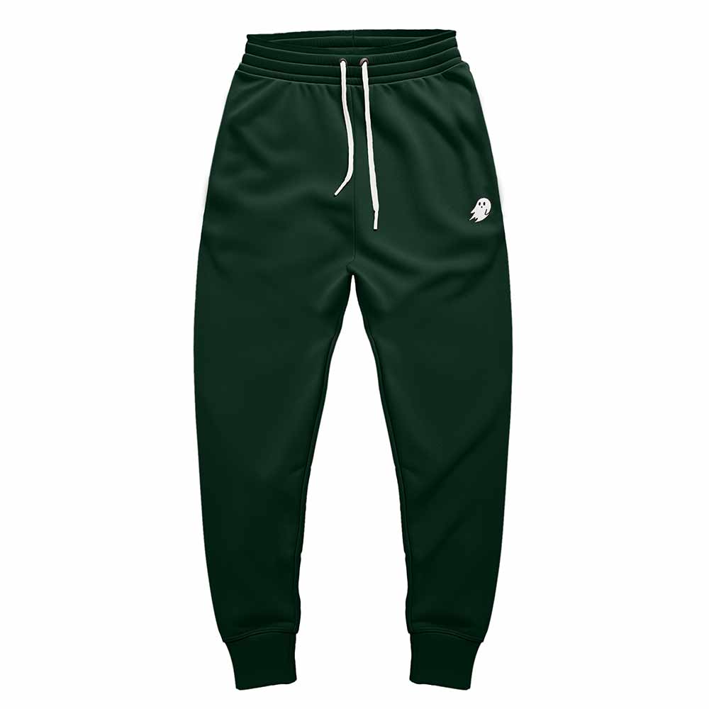 Dalix Ghost Embroidered Fleece Jogger Cuff Sweatpant Sweats Soft Warm Mens in Forest Green 2XL XX-Large
