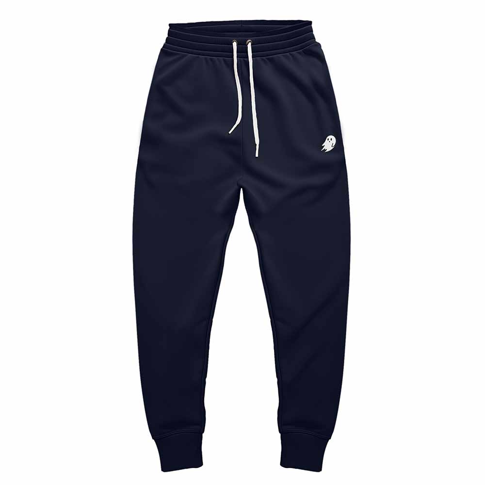 Dalix Ghost Embroidered Fleece Jogger Cuff Sweatpant Sweats Soft Warm Mens in Navy Blue 2XL XX-Large