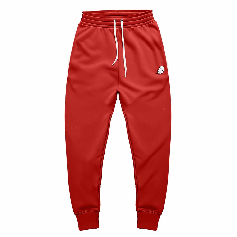 Dalix Ghost Embroidered Fleece Jogger Cuff Sweatpant Sweats Soft Warm Mens in Red 2XL XX-Large