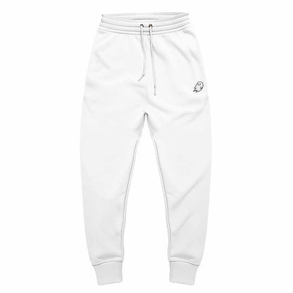 Dalix Ghost Embroidered Fleece Jogger Cuff Sweatpant Sweats Soft Warm Mens in White 2XL XX-Large