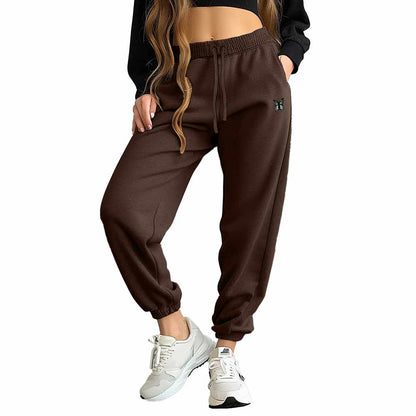 Dalix Butterfly Embroidered Fleece Jogger Cuff Sweatpant Sweats Soft Warm Cute Womens in Brown 2XL XX-Large