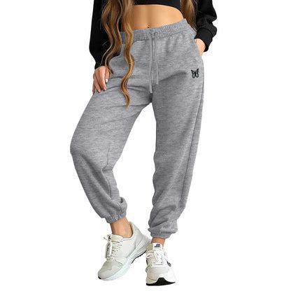 Dalix Butterfly Embroidered Fleece Jogger Cuff Sweatpant Sweats Soft Warm Cute Womens in Htr Gray 2XL XX-Large