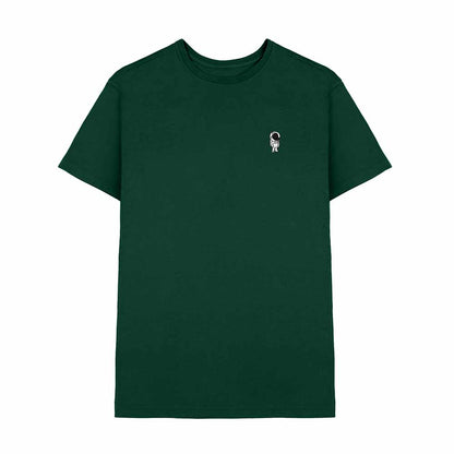 Dalix Astronaut Embroidered Mens Tee Cotton Casual Short Sleeve Crewneck Soft Fit in Forest Green 2XL XX-Large