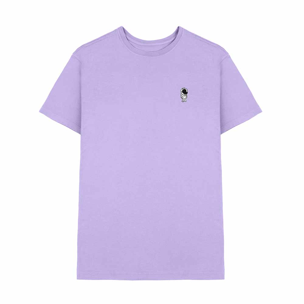 Dalix Astronaut Embroidered Mens Tee Cotton Casual Short Sleeve Crewneck Soft Fit in Lavender 2XL XX-Large