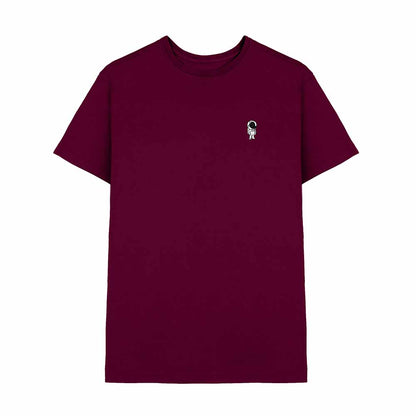 Dalix Astronaut Embroidered Mens Tee Cotton Casual Short Sleeve Crewneck Soft Fit in Maroon 2XL XX-Large