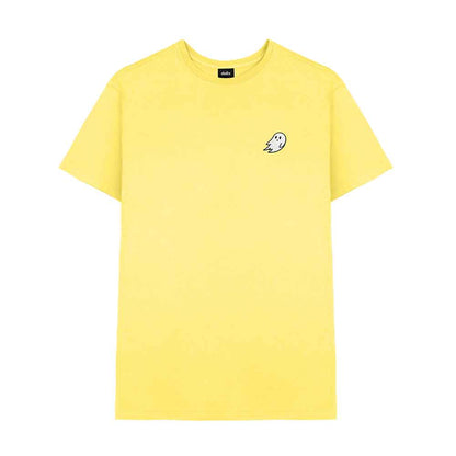 Dalix Ghost Embroidered Soft Cotton Short Sleeve T Shirt Mens in Yellow 2XL XX-Large