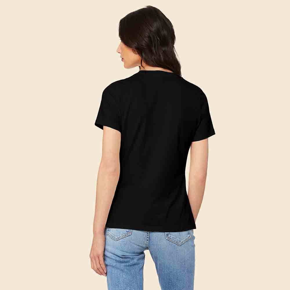 Dalix Smile Face Embroidered Soft Cotton Short Sleeve T Shirt Womens in Black 2XL XX-Large