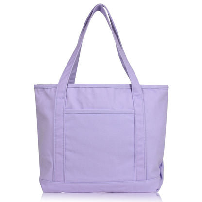 DALIX 20" Solid Color Cotton Canvas Shopping Tote Bag