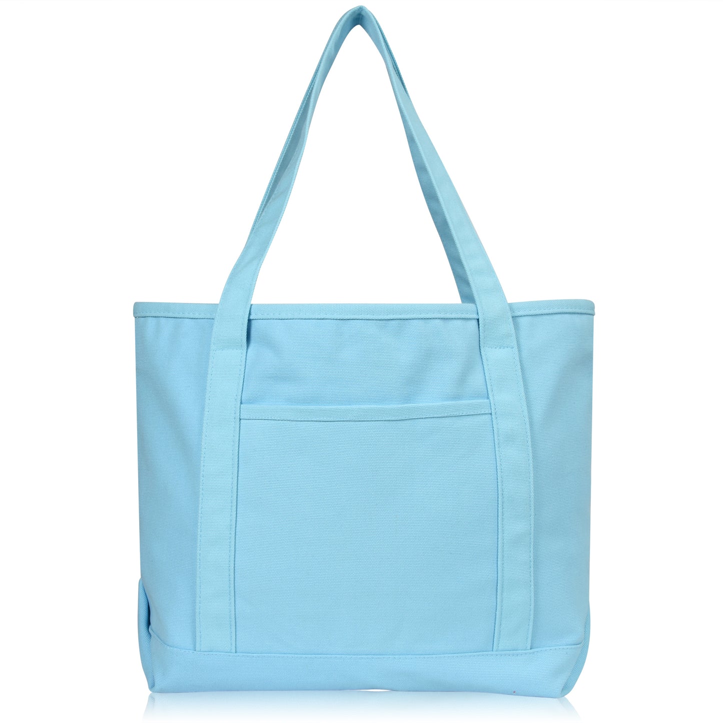 DALIX 20" Solid Color Cotton Canvas Shopping Tote Bag