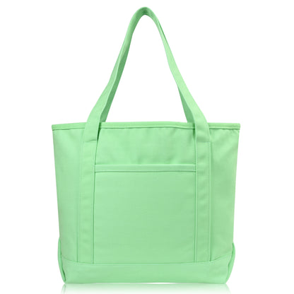 DALIX 20" Solid Color Cotton Canvas Shopping Tote Bag