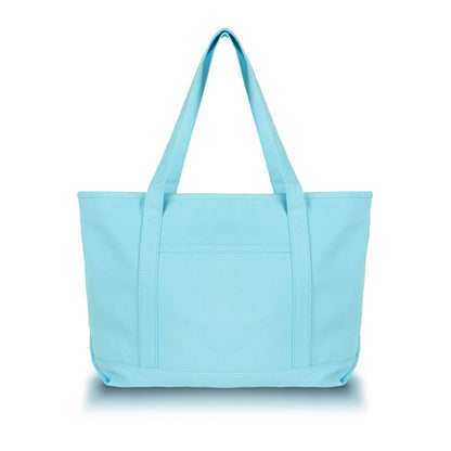 DALIX 20" Solid Color Cotton Canvas Shopping Tote Bag