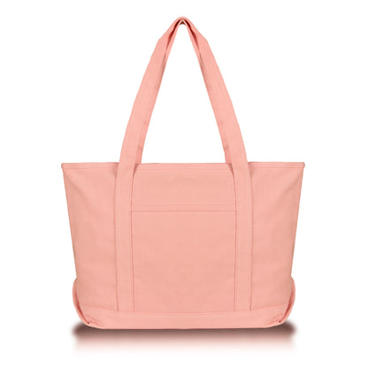 DALIX 20" Solid Color Cotton Canvas Shopping Tote Bag