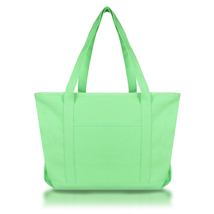 DALIX 20" Solid Color Cotton Canvas Shopping Tote Bag