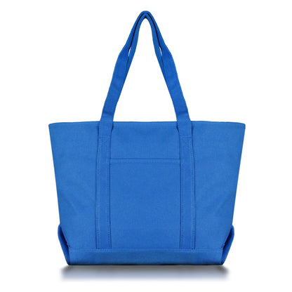 DALIX 20" Solid Color Cotton Canvas Shopping Tote Bag