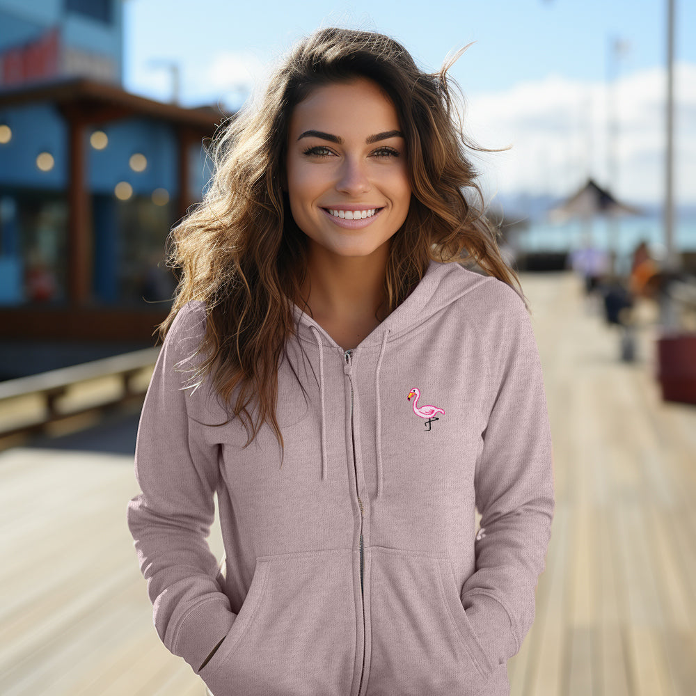 Dalix Flamingo Washed Zip Hoodie