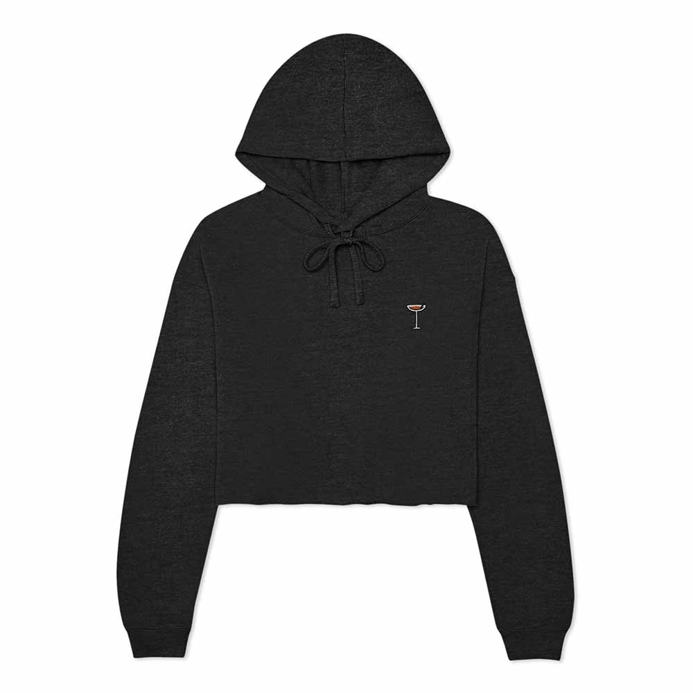 Dalix Espresso Martini Embroidered Hoodie Fleece Long Sleeve Cropped Sweatshirt Pullover Womens in Dark Heather 2XL XX-Large