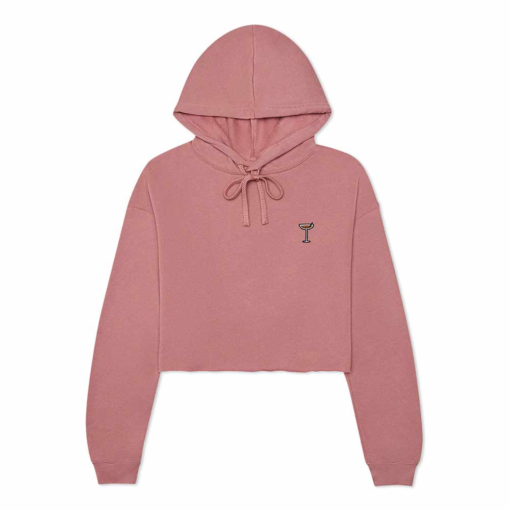 Dalix Espresso Martini Embroidered Hoodie Fleece Long Sleeve Cropped Sweatshirt Pullover Womens in Mauve 2XL XX-Large