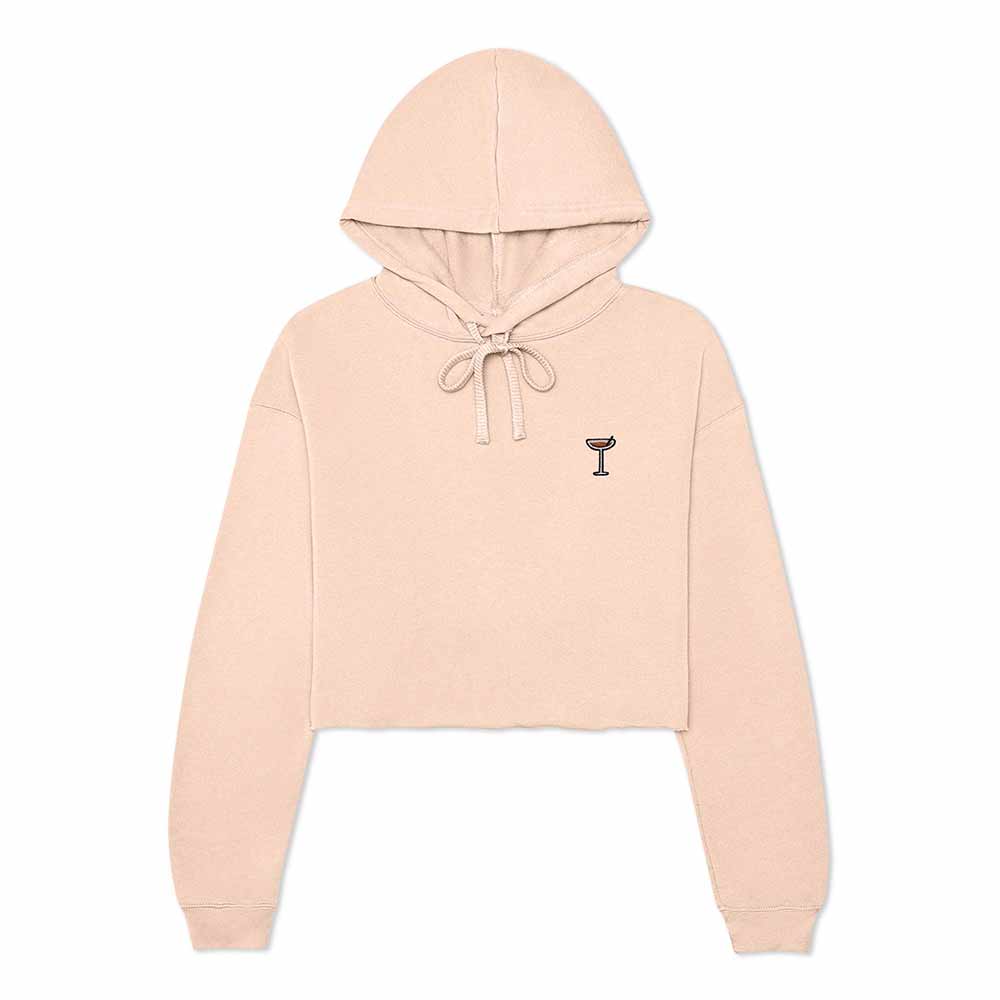 Dalix Espresso Martini Embroidered Hoodie Fleece Long Sleeve Cropped Sweatshirt Pullover Womens in Peach 2XL XX-Large