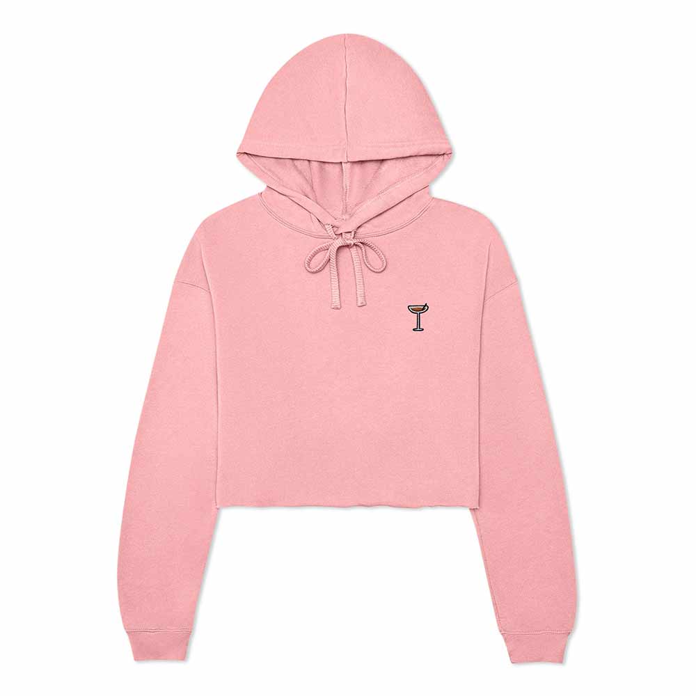 Dalix Espresso Martini Embroidered Hoodie Fleece Long Sleeve Cropped Sweatshirt Pullover Womens in Pink 2XL XX-Large