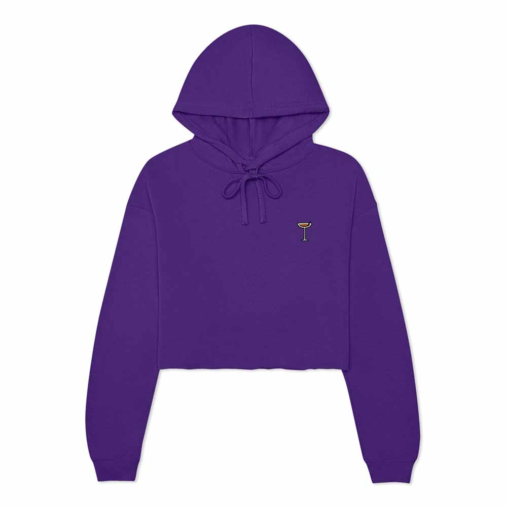 Dalix Espresso Martini Embroidered Hoodie Fleece Long Sleeve Cropped Sweatshirt Pullover Womens in Team Purple 2XL XX-Large