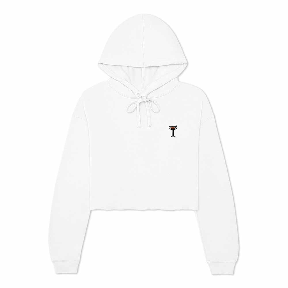 Dalix Espresso Martini Embroidered Hoodie Fleece Long Sleeve Cropped Sweatshirt Pullover Womens in White 2XL XX-Large