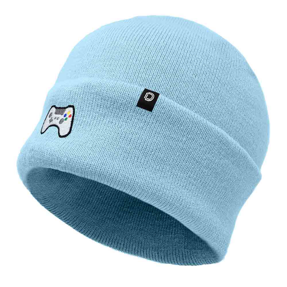 Dalix Game Controller Embroidered Beanie Cap Cotton Baseball Men in Light Gray