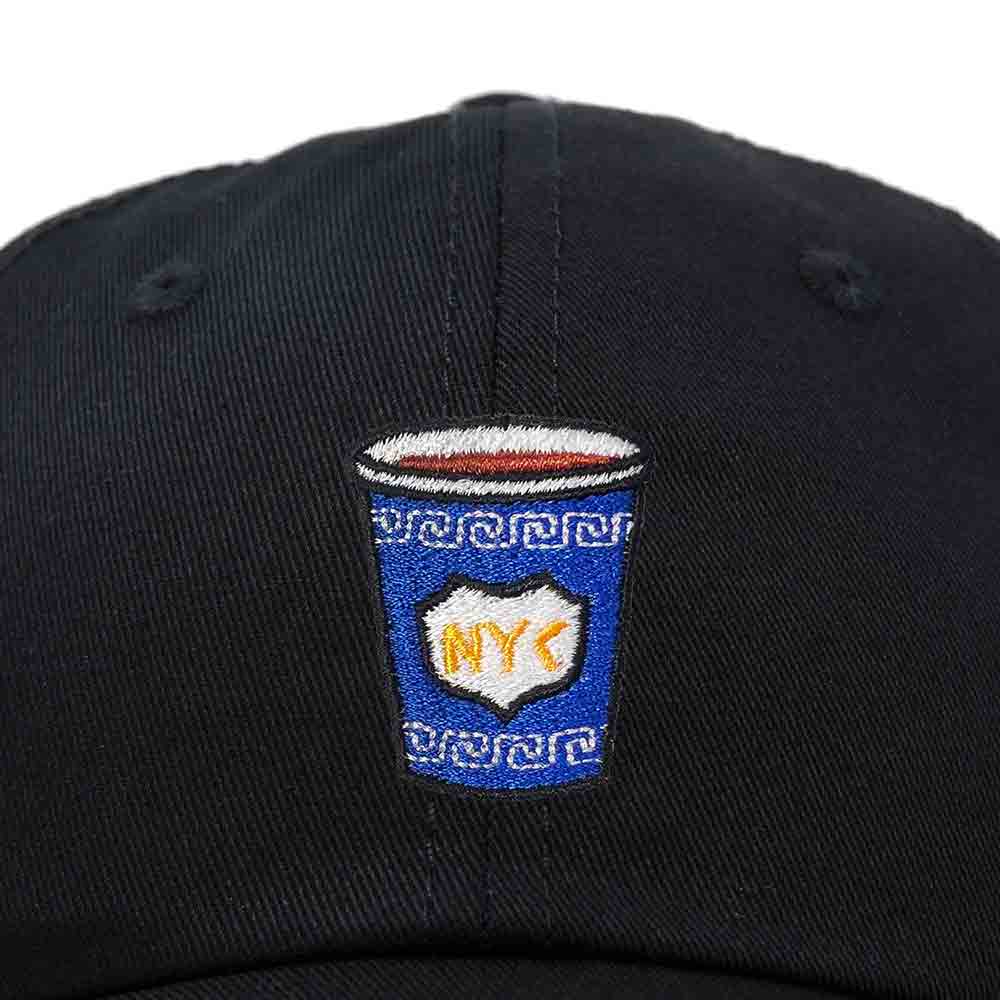 Dalix Anthora Coffee Cup Embroidered Dad Cap New York Baseball Hat Womens in Black