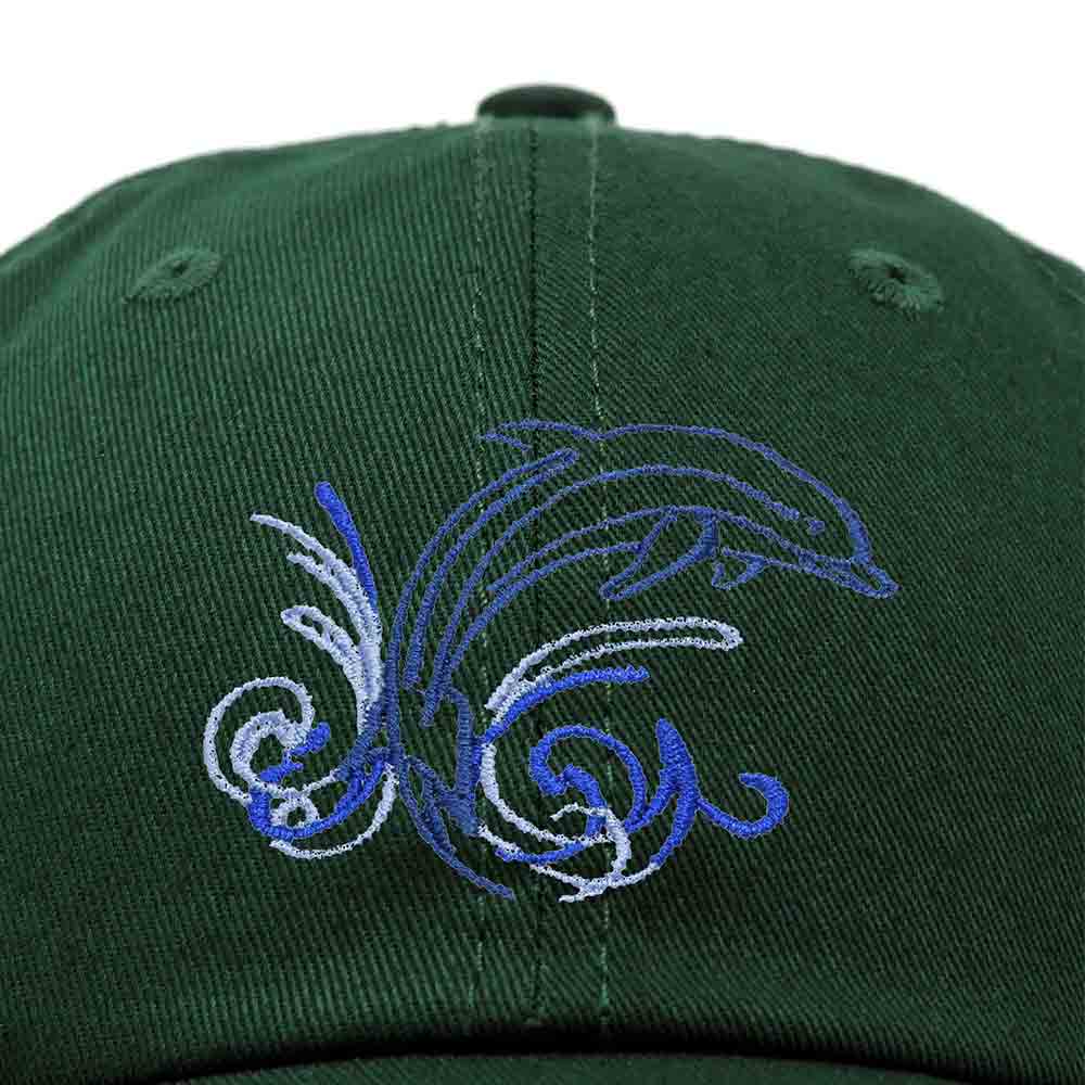 Dalix Dolphin Embroidered Dad Cap Cotton Baseball Cap Women in Navy Blue