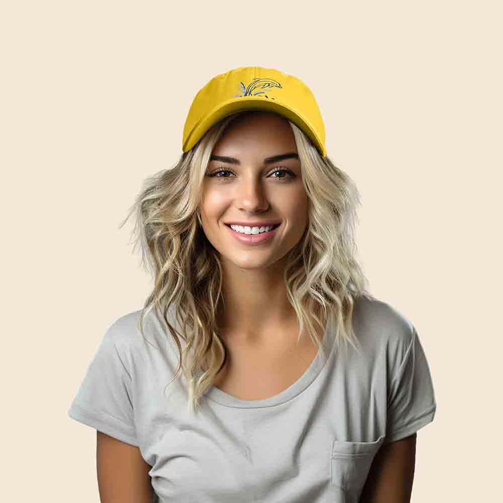 Dalix Dolphin Embroidered Dad Cap Cotton Baseball Cap Women in White