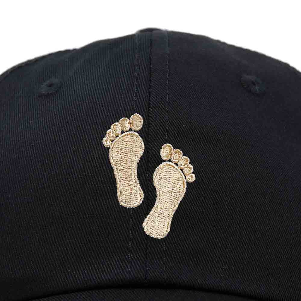 Dalix Footprint Embroidered Dad Cap Cotton Baseball Hat Women in Black