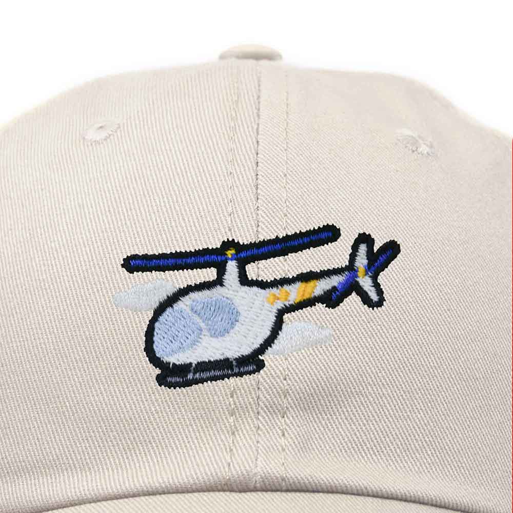 Dalix Helicopter Embroidered Dad Cap Cotton Baseball Hat Mens in Khaki