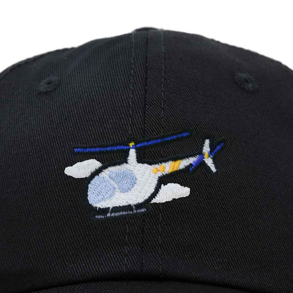 Dalix Helicopter Embroidered Dad Cap Cotton Baseball Hat Mens in Black