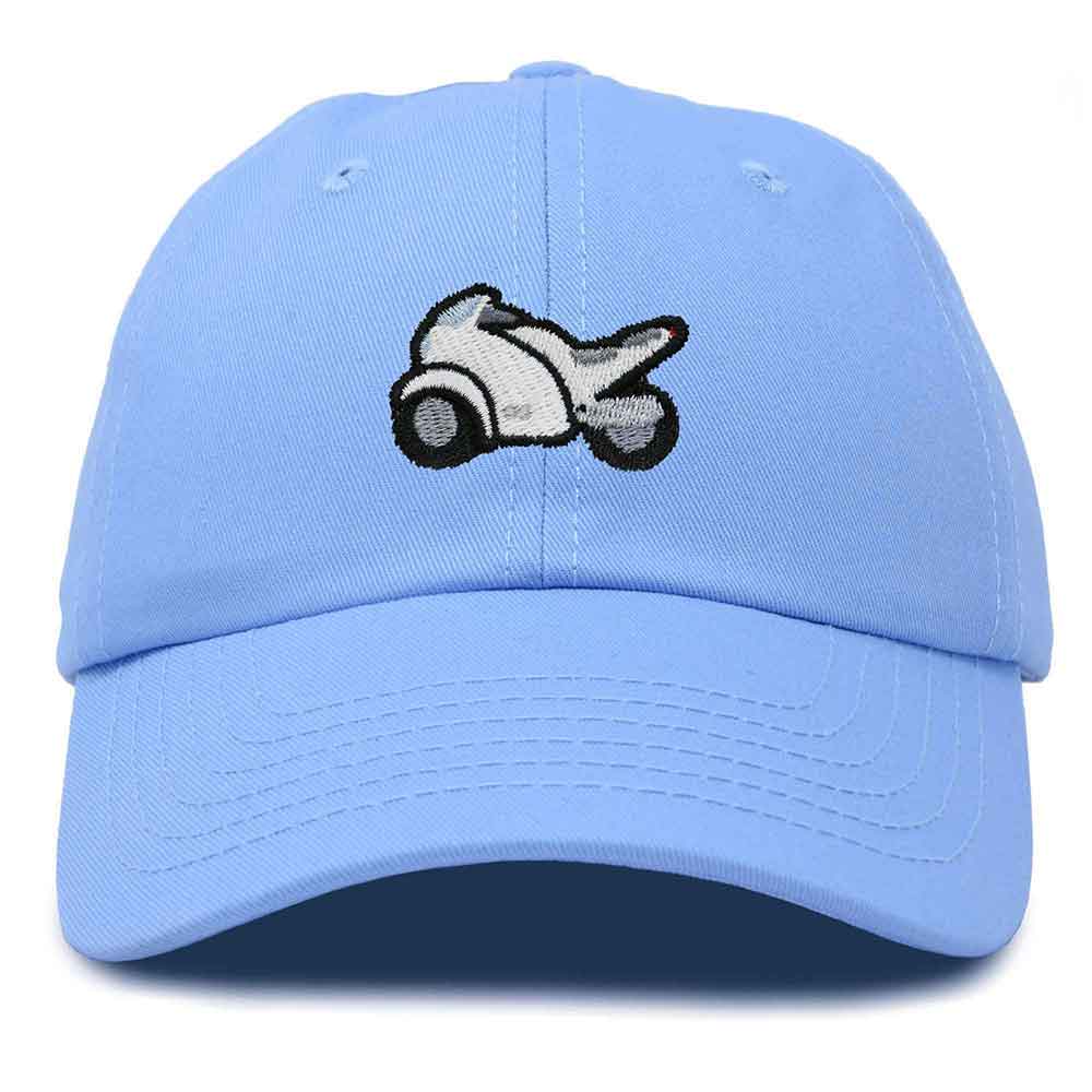 Dalix Motorcycle Cap Embroidered Mens Cotton Baseball Hat in Light Blue