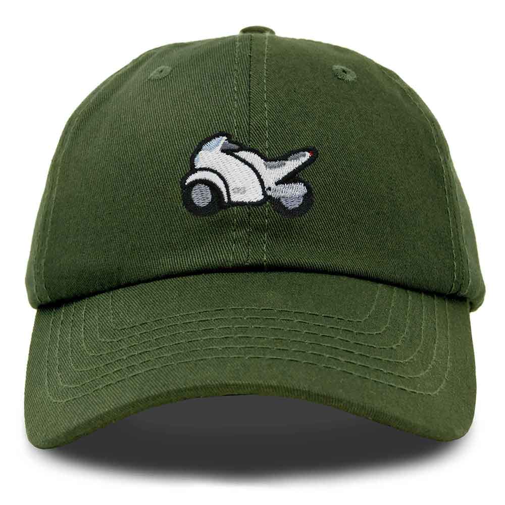 Dalix Motorcycle Cap Embroidered Mens Cotton Baseball Hat in Olive