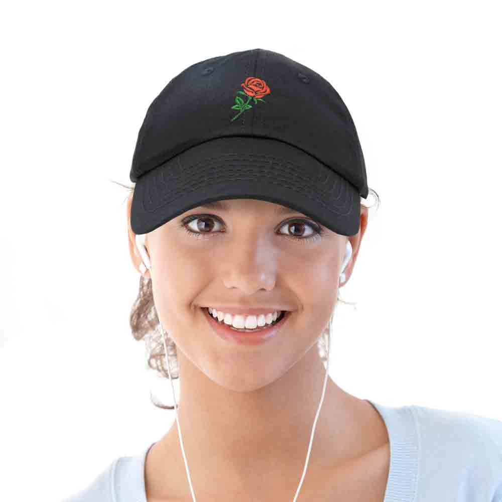 Black baseball best sale cap with rose