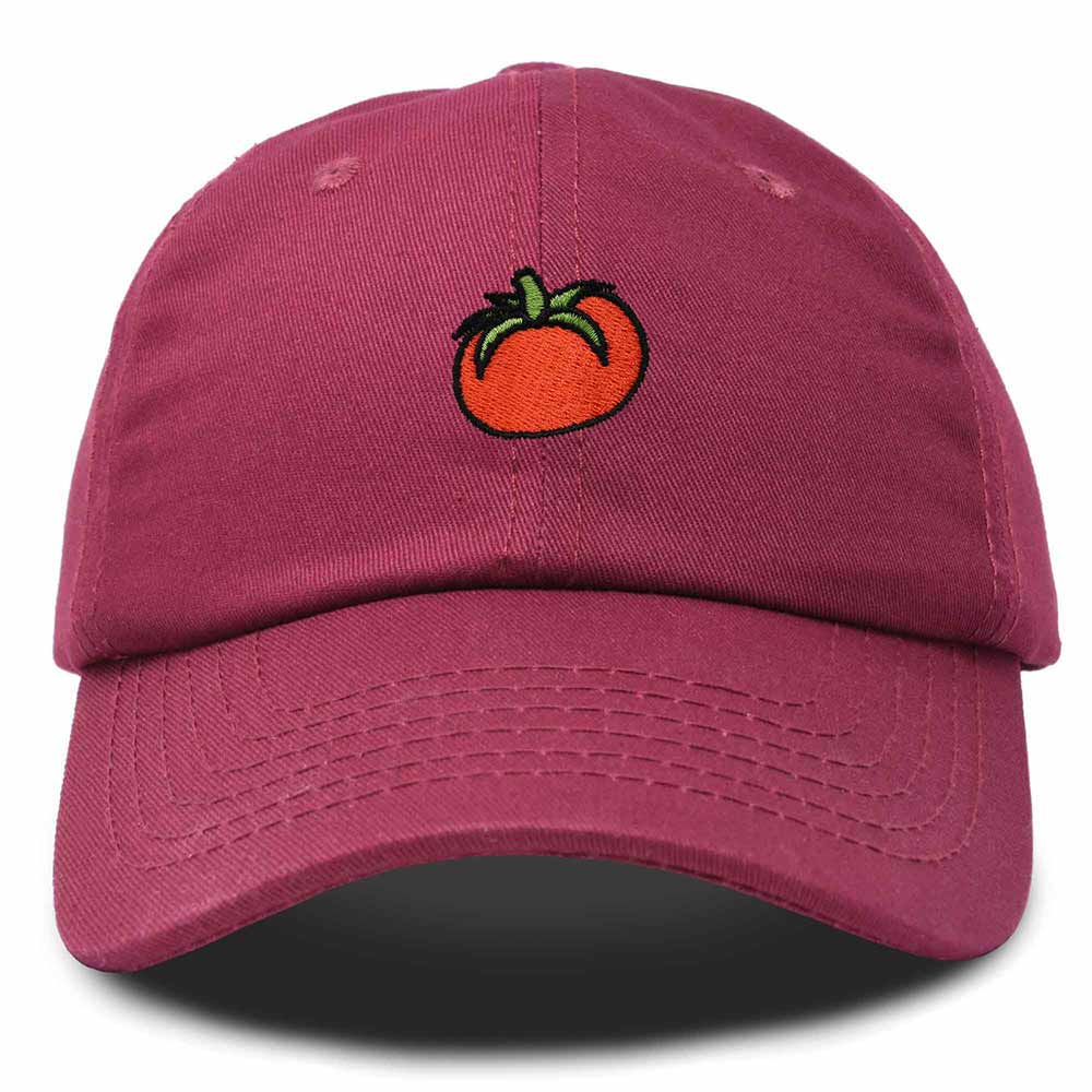 Dalix Tomato Embroidered Cap Cotton Baseball Cute Cool Dad Hat Womens in Maroon