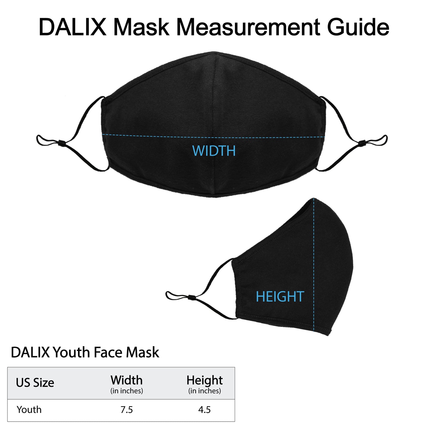 Dalix Kids Cotton Face Mask Reuseable Washable Made in USA - XXS-XS Size 3 Pack