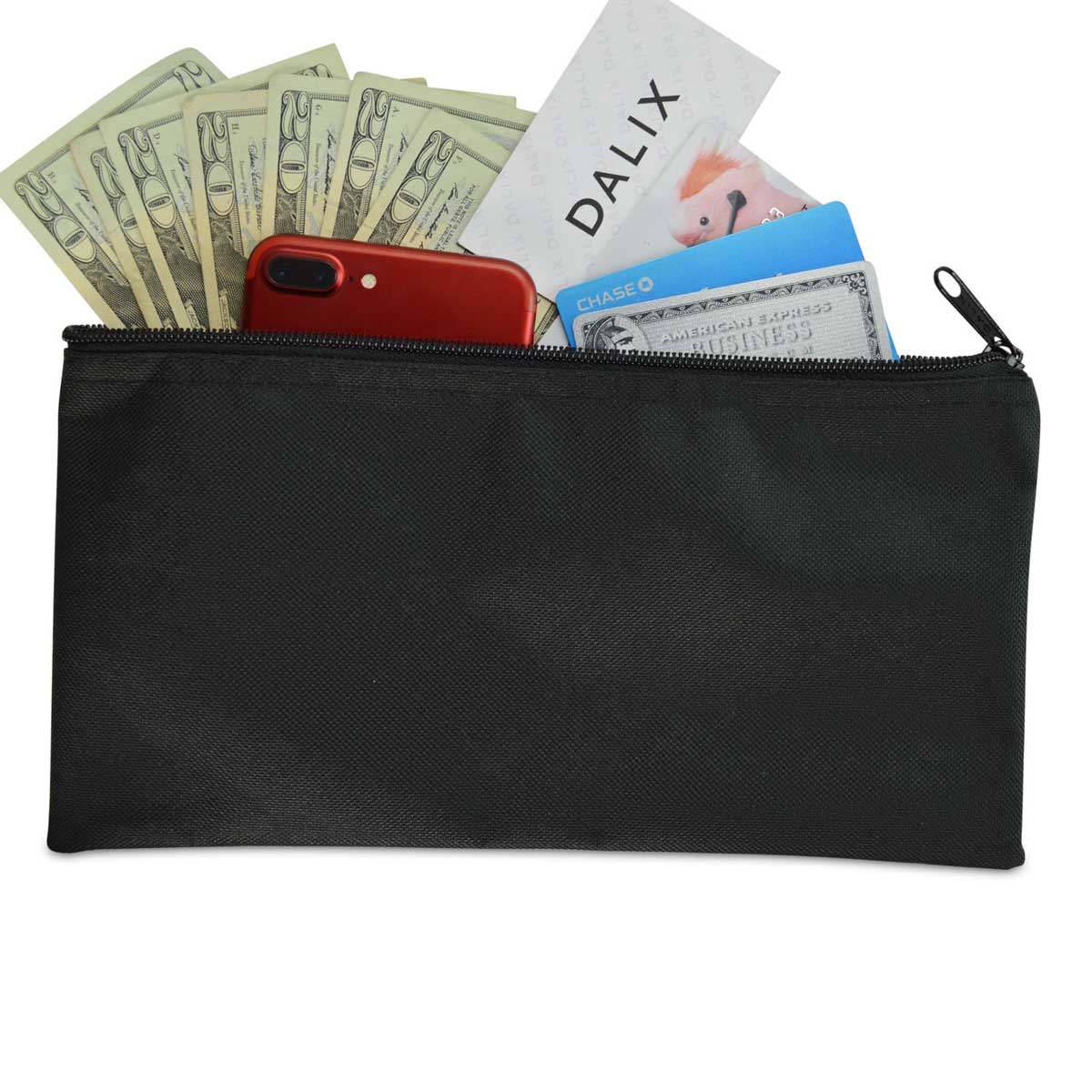 Pen + Gear Money Pouch Security Deposit Utility Zipper Bags, Black  Leatherette PU Material - Walmart.com