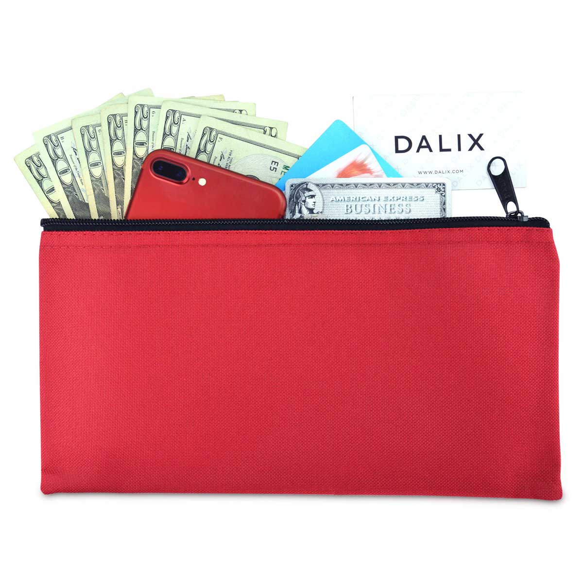 DALIX Zipper Bank Deposit Money Bag Cash Coin Pouch 6 Pack Dalix