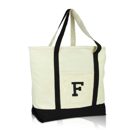 Dalix Initial Tote Bag Personalized Monogram Zippered Top Letter - F