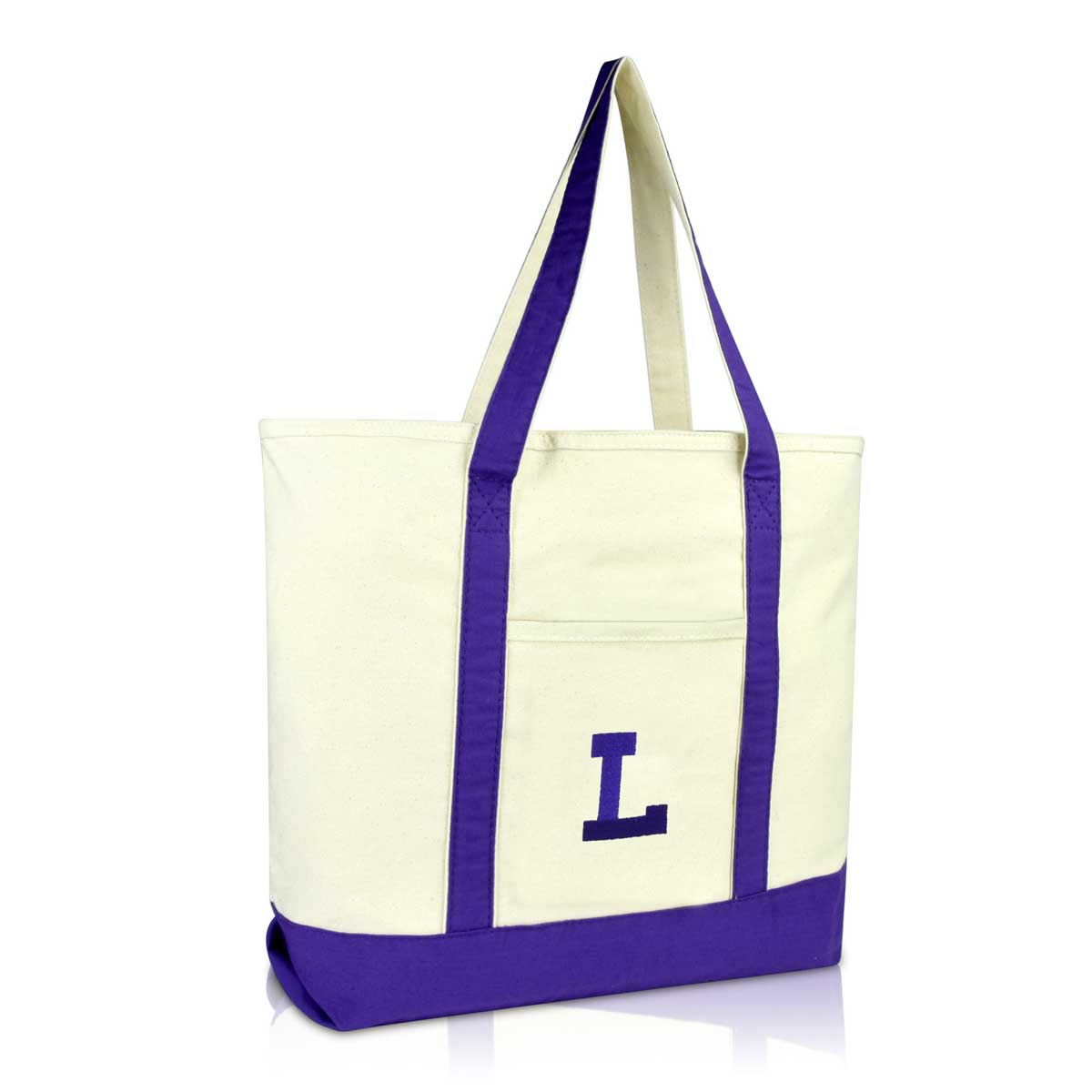 L'' Letter Initial Canvas Tote Bag - Initials Bags