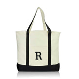 Dalix Initial Tote Bag Personalized Monogram Zippered Top Letter - R