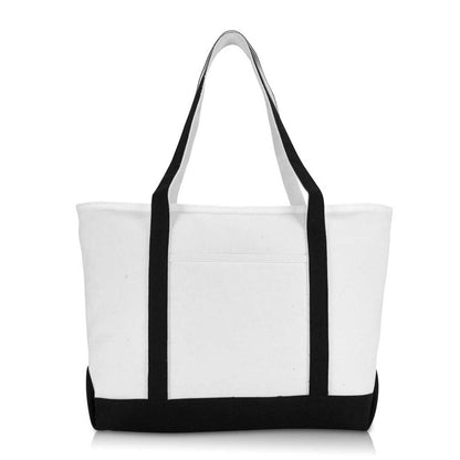 Dalix 23 Premium 24 oz. Cotton Canvas Shopping Tote Bag in Navy Blue