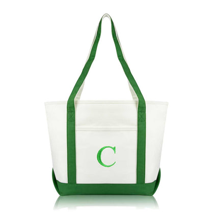 Dalix Medium Personalized Tote Bag Monogrammed Initial Letter - C